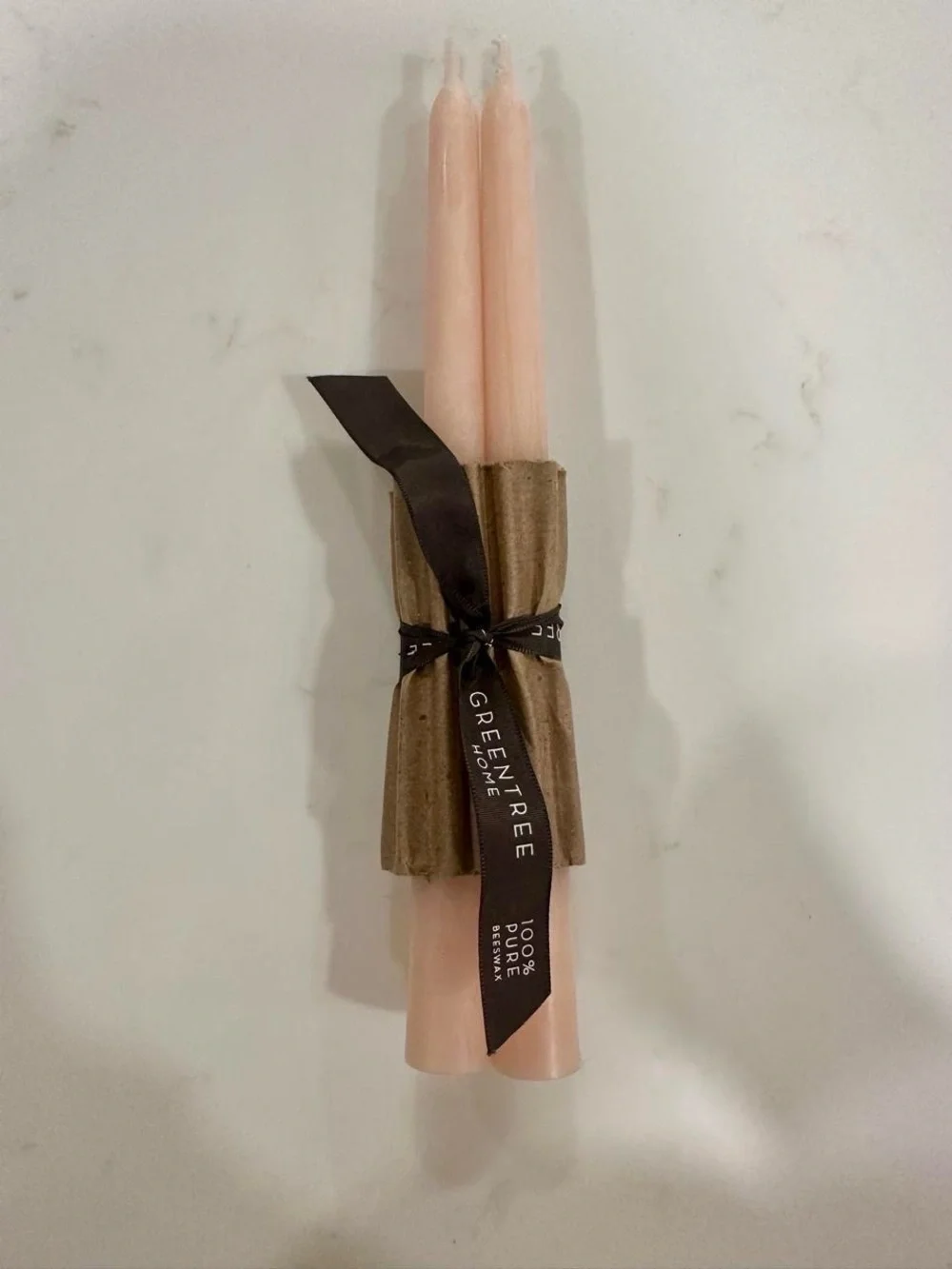 Set of 2 Pale Pink Tall Candles 100% Pure Beeswax